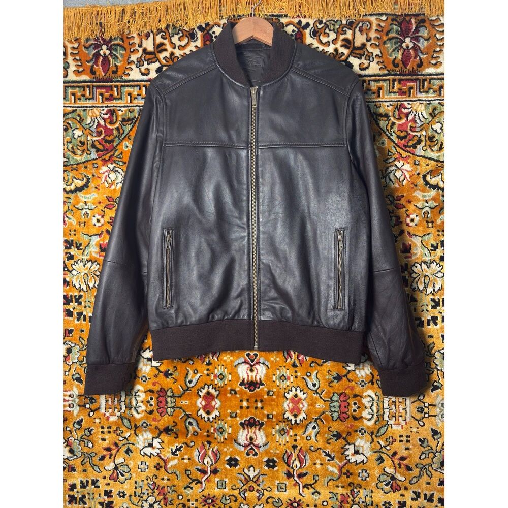 Rodd & Gunn Clova Bay Leather Jacket Chocolate Brown Mens L